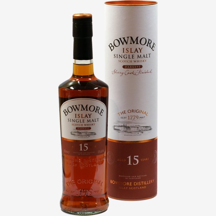 sofort lieferbar Bowmore Darkest 15 Jahre 0,7l Flasche