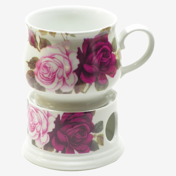 Tasse mit Stövchen 'Rose'